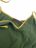 Prada Green Slip Dress with Yellow Trim Straps #