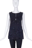 Prada Black Chiffon Tank Top with Beads and Feathers - BOUTIQUE PURCHASE PRICE