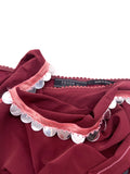 Prada Burgundy Skirt with Silver Mirror Paillette Hem Detail