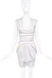 Preen White Cream Stretch Satin Body Con Dress