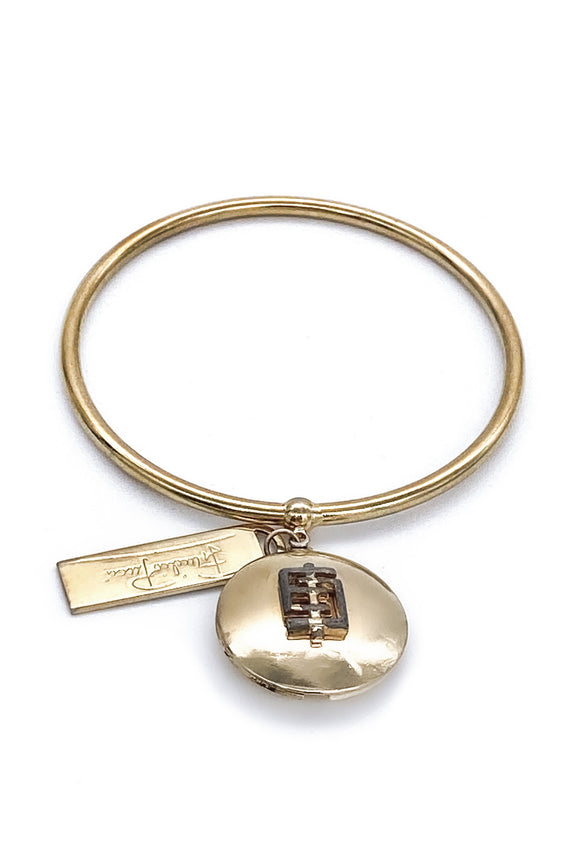 Emilio Pucci Gold Circular Pendent Logo Bracelet