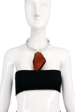 Judith Hendler Lucite Amber Brown Diamond Shape Oversized Necklace