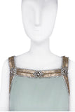 Roberto Cavalli Seafoam Green Mint Joan Crawford Gold Beaded Gown Dress