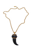 Roberto Cavalli Ebony Black Wood Horn Enamel Stud Necklace