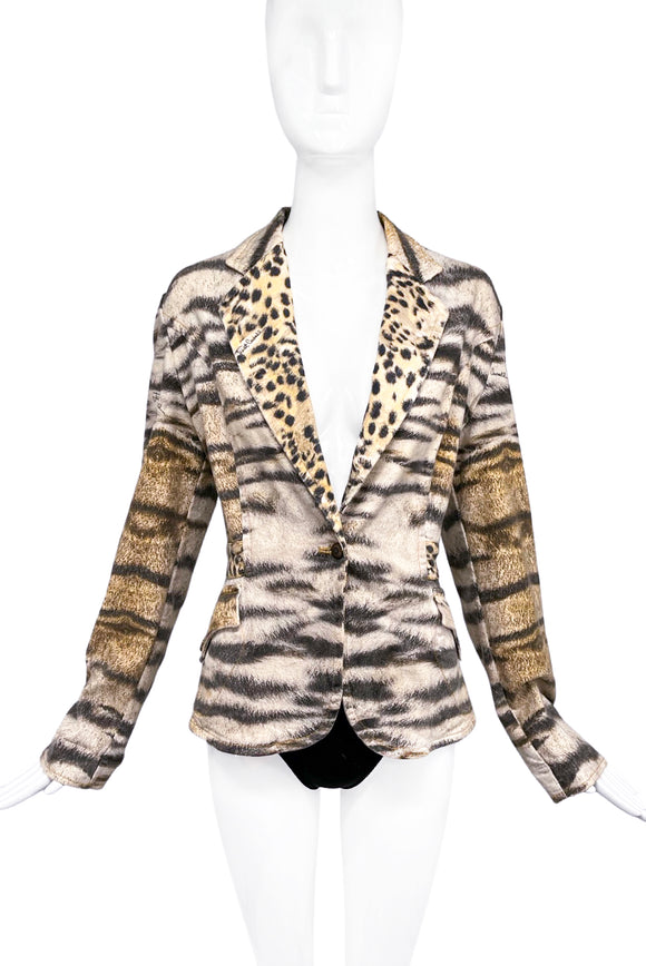 Roberto Cavalli Tiger Print Blazer Jacket