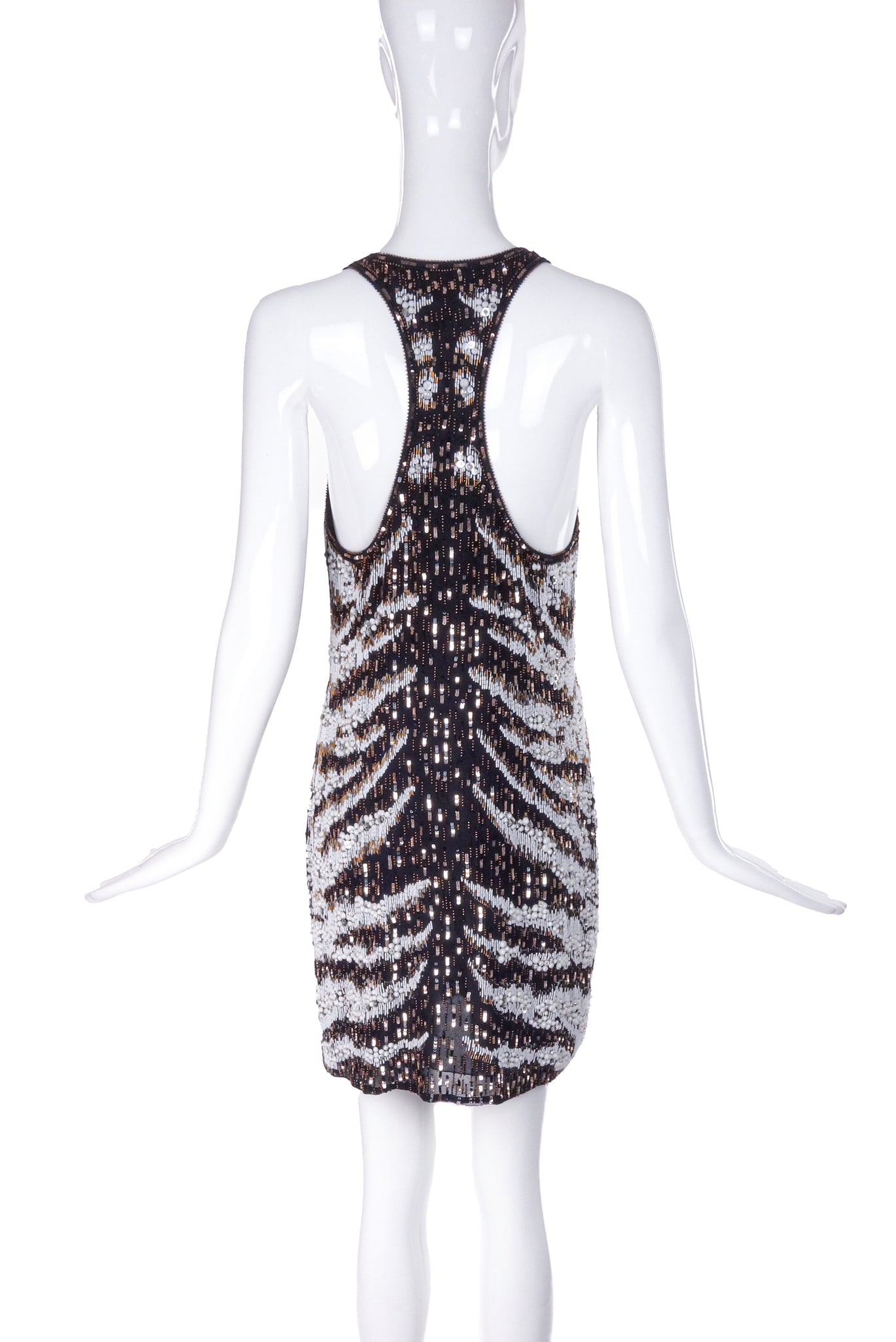 Roberto Cavalli Heavy Beaded and Sequin Zebra Pattern Mini Dress PaumLosAngeles Roberto Cavalli Heavy Beaded and Sequin Zebra Pattern Mini Dress PaumLosAngeles
