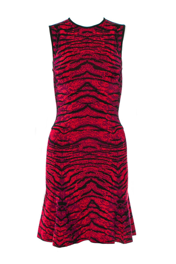Alaia Style Knit Ronny Kobo Red and Black Tiger Print Dress
