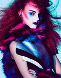Ohne Titel Pink and Teal Chevron Print Fur Stole FW2015