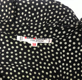 Saint Laurent Rive Gauche Black Polka Dot Ruffle Short Sleeves Blouse - BOUTIQUE PURCHASE PRICE