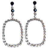 Saint Laurent Silver Diamond Hoop Earrings with Black Diamond Details