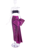 Saint Laurent Rive Gauche Purple Metallic Bow Skirt FW1987
