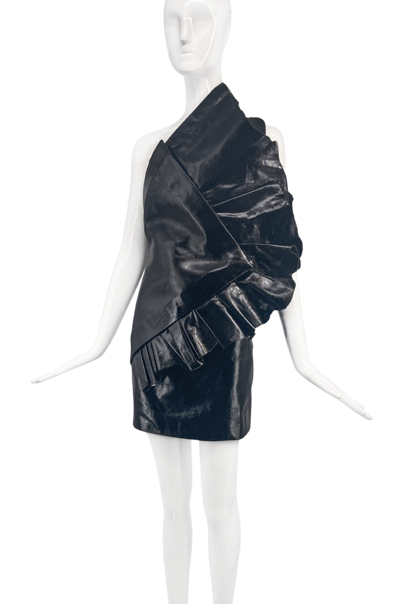 open lace back dress Saint Laurent Ocelot Lame Pleated Mini Dress