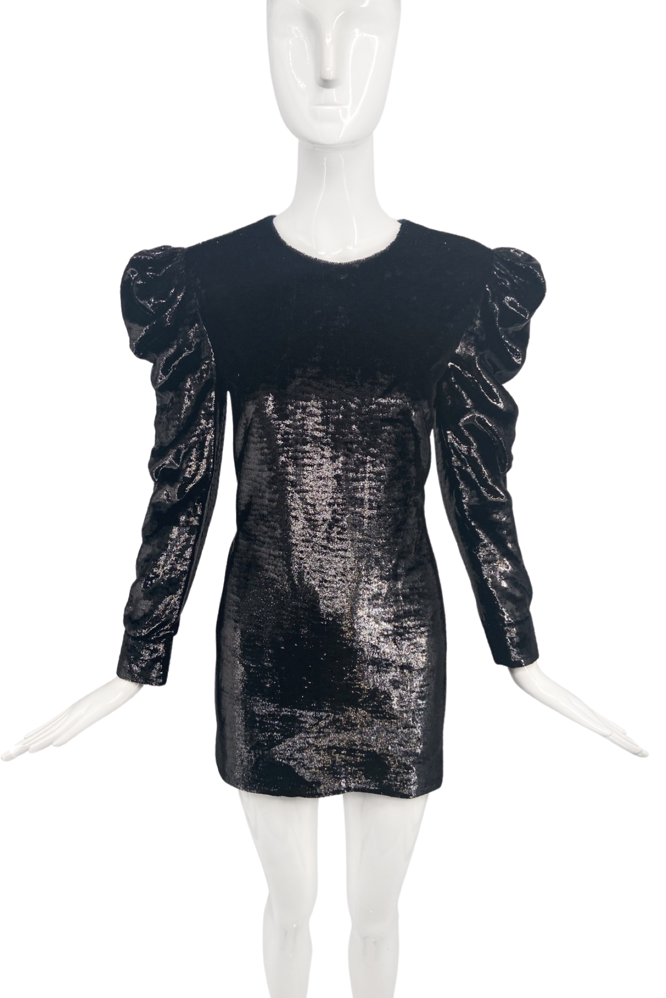 anthony vaccarello black dress SAINT LAURENT 2022 black cut out gathered off shoulder open back dress FR38 S