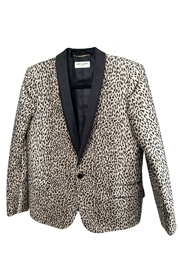 Saint Laurent Paris Gold Lurex Leopard Print Blazer Jacket SS2014