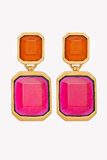 Saint Laurent Paris Gold Orange and Pink Jewel Gold Statement Earrings