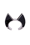 Saint Laurent Paris Black and Silver Geometric Art Deco Cuff Bracelet with Crystal Details