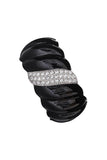 Saint Laurent Paris Black Enamel Twisted and Crystal Rhinestone Cuff Bracelet SS2020