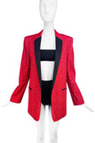 Saint Laurent Paris Red Glitter Structured Tuxedo Dress Jacket FW2014
