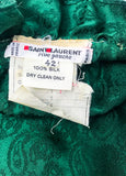 Saint Laurent Emerald Paisley Print Ruffle and Bow Blouse