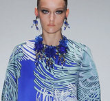 Gucci Lapis Lazuli Blue Resin and Crystal Floral Necklace SS2013