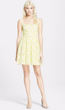 Christopher Kane White and Neon Yellow Eyelet Lace Dress