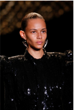 Saint Laurent Paris Black Resin and Crystal Half Moon Earrings