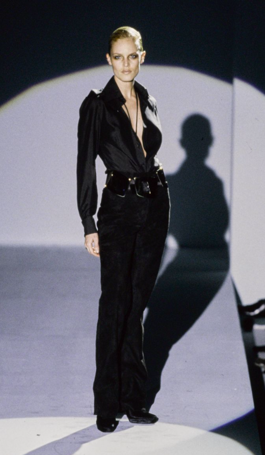 トップス gucci by tom ford Gucci by Tom Ford Black Satin Silk Military Shirt Iconic 1996