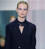 Christian Dior Gray Blue Metallic Mirror Futuristic Neckpiece Bib Necklace Runway Spring 2013