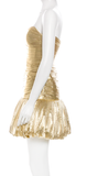 Saint Laurent Gold Pleated Bustier Puff Cocktail Dress