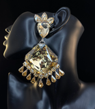 Vintage Champagne Gold Topaz Massive Crystal Earrings