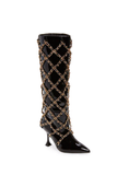 Jeffrey Campbell Black Patent Gold Chanel Chain Armor Pretty Woman Boots Shoes