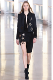 Anthony Vaccarello Black Asymmetrical Mini Skirt with Silver Star Hardware FW2015