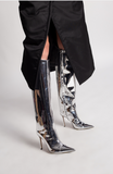 Alexandre Vauthier Silver Metallic Hologram Boots