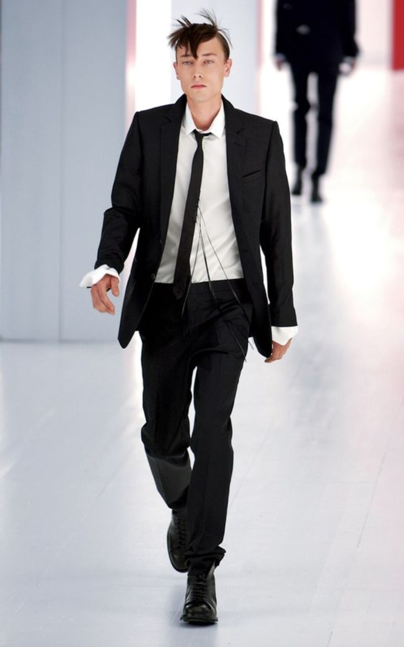 Dior Homme Silver Gray Metallic Skinny Tie Hedi Slimane PaumeLosAngeles