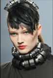 Lanvin Silver Metal Tube Pearl Necklace Runway Fall 2009