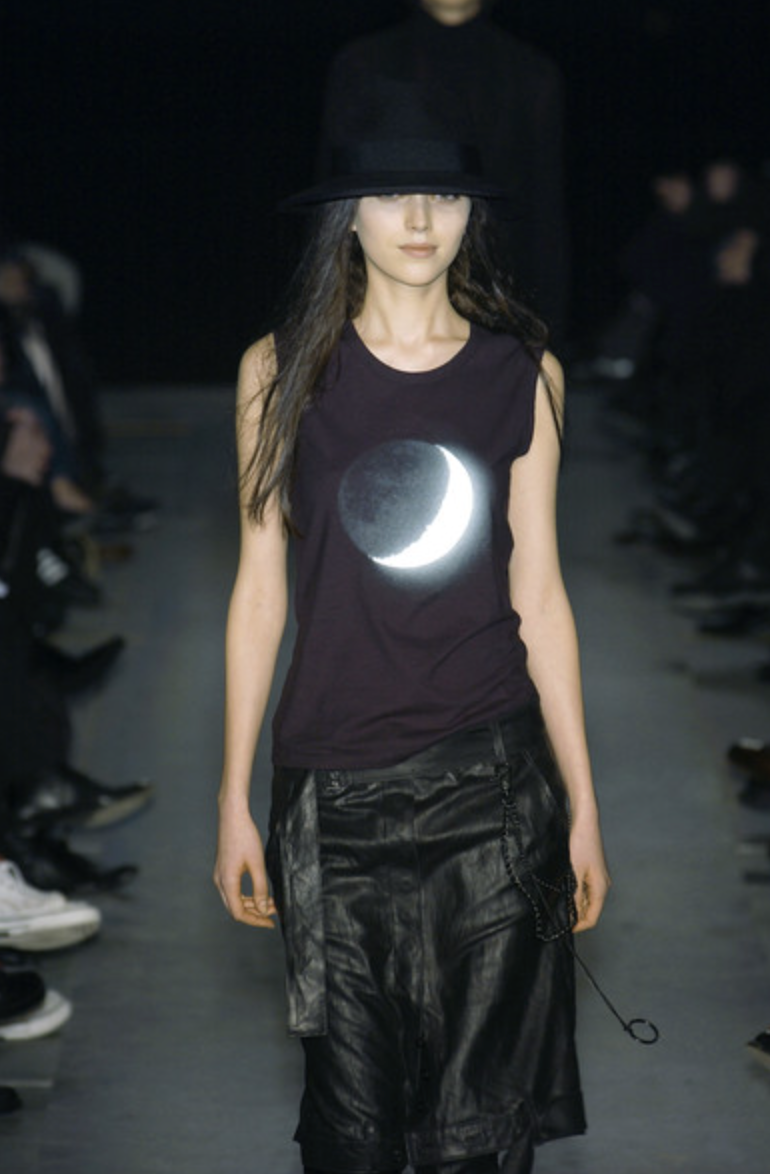 Ann Demeulemeester Black Chiffon Long Sleeve Latex Moon Top Fall