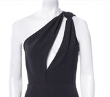 Saint Laurent Black One Shoulder Asymmetric Cut Out Gown Dress Spring 2019