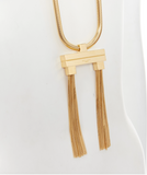 Saint Laurent by Hedi Slimane Gold Double Tassel Snake Necklace Runway Debut Collection Spring 2013