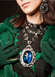Lanvin Blue Sapphire and Diamond Crystal "Barbara Hutton" Necklace FW2012