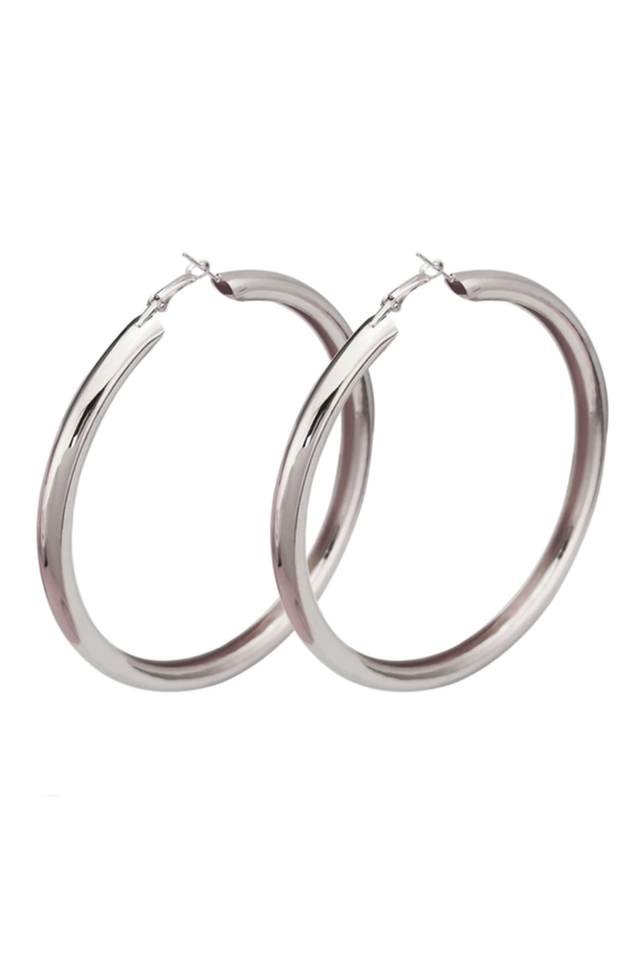 Vintage Silver Oversize Rounded Hoop Earrings