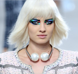 Chanel Silver Oversized Double Pearl Necklace Choker Runway Spring 2014
