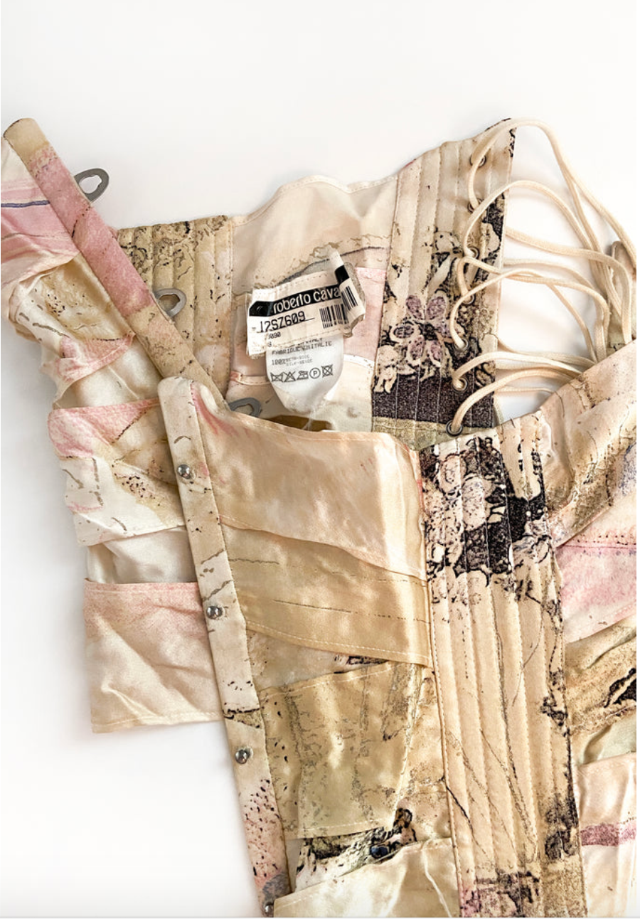 slim fit dress slacks Roberto Cavalli Gold Pink Iconic Baroque Print Mini Dress with Corset –  PauméLosAngeles