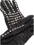 Manokhi Black Leather Silver Studded Gloves
