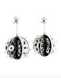 Prada Black & White Crystal Embellished Sputnik Ball 60's Earrings Spring 2016 Runway