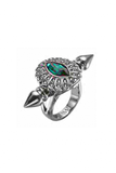 Mawi Gunmetal Emerald Spike Ring