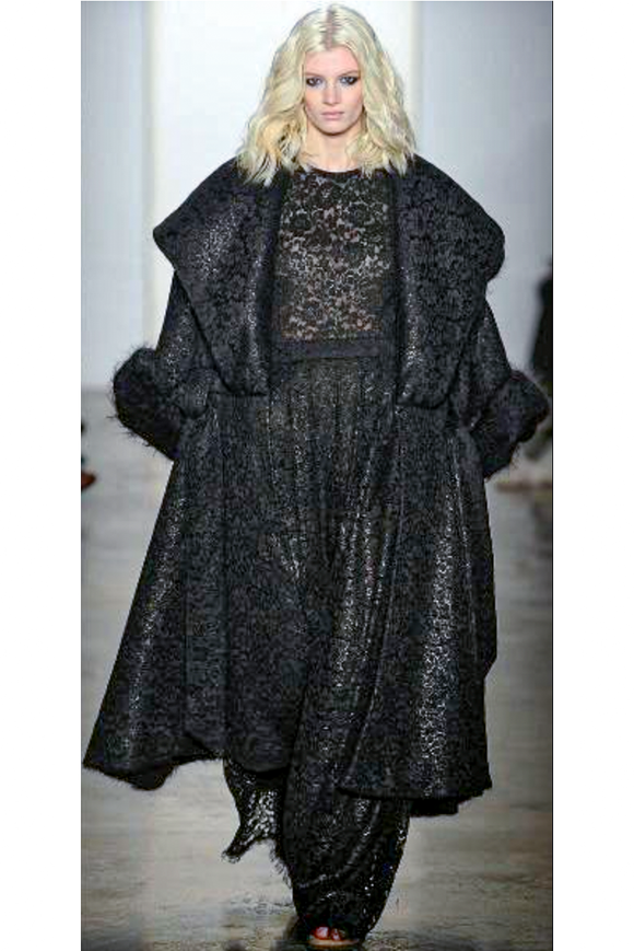 Houghton Black Lace Mohair Extremely Oversized Cloak Coat Runway Fall 2014