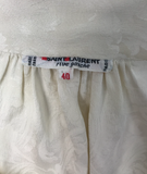 Saint Laurent Rive Gauche White Ruffle Bow Blouse with Paisley Print