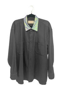 Shaun Samson Black Button-Up Shirt with Iridescent Collar