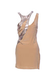 Sherri Bodell Nude Illusion Chainmail Mini Dress