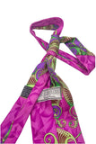 Gianni Versace Versus Hot Pink Purple Green Leaf Print Silk Tie